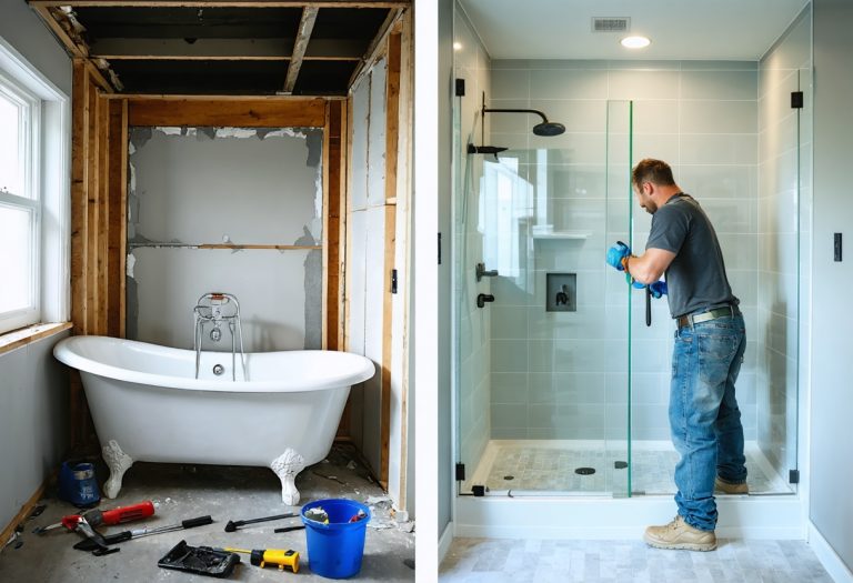 Baignoire remplacee par douche : guide complet 2025, coûts, étapes et pièges
