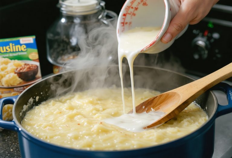 Purée Mousline : l’astuce ultime — puree mousline dose lait et eau (1/2 tasse + 1/2 tasse)