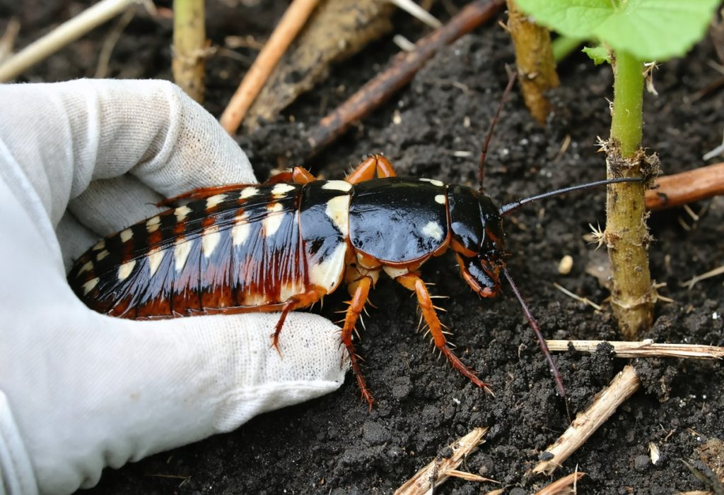 cafard de jardin noir et blanc